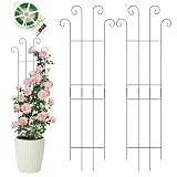 Metal Garden Trellis for Climbing Plants, 2-Pack Plant Supports with 20m Plant Tie, Indoor & Outdoor Metal Trellis for Vines, Roses, Ivy – 83 × 27 cm