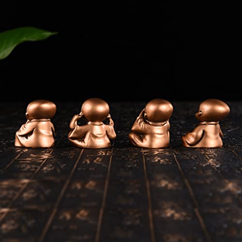 Set de 4 estatuas de monjes en resina decorativas miniatura 5