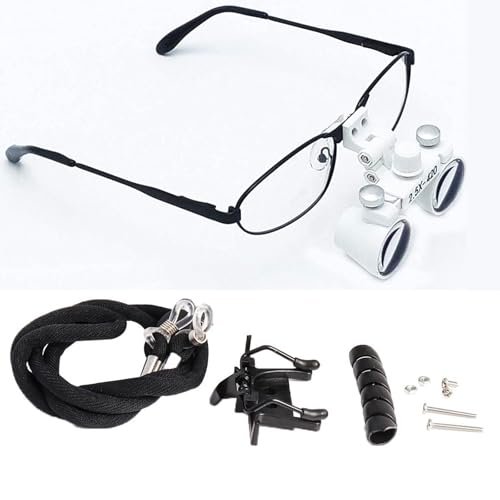 2.5X Dental Loupes, Surgical Magnifying Glass with Metal Eyeglasses, 440mm Working Distance, Adjustable Pupil Distance, for Neurological, Ophthalmology, Ent, Electronics and Industry Fauay