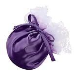 Riismen Men's Shiny Satin Panties Drawstring C-String Pouch Briefs Chastity Cover Sissy Lingerie Purple One Size