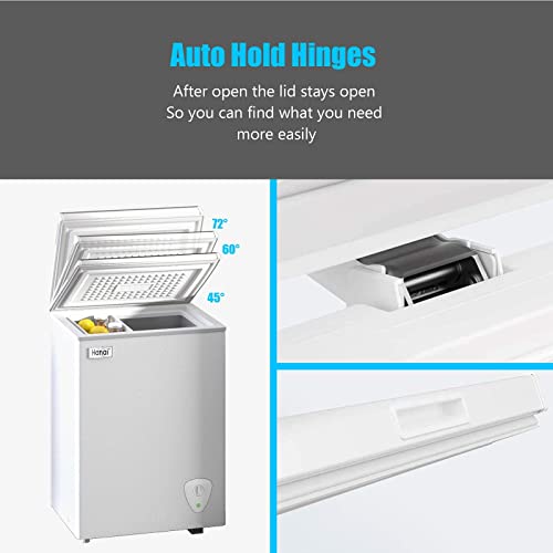 Chest Freezer 3.5 Cu Ft Small Deep Freezer Mini Freezers Free-Standing Top Door Freezer Removable Basket And Adjustable 7 Thermostat And Open Deep Freezer Garage Basement Apartment Kitchen Business White #TOP4