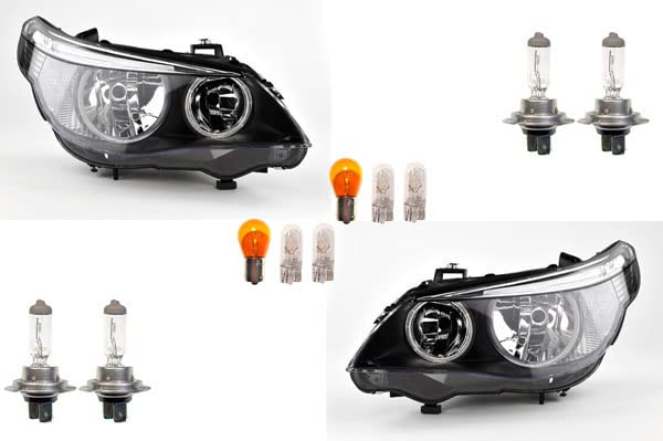 Johns, Juego de faros para BMW Serie 5 E60 E61 07/03 – 03/07 + juego de bombillas L+R