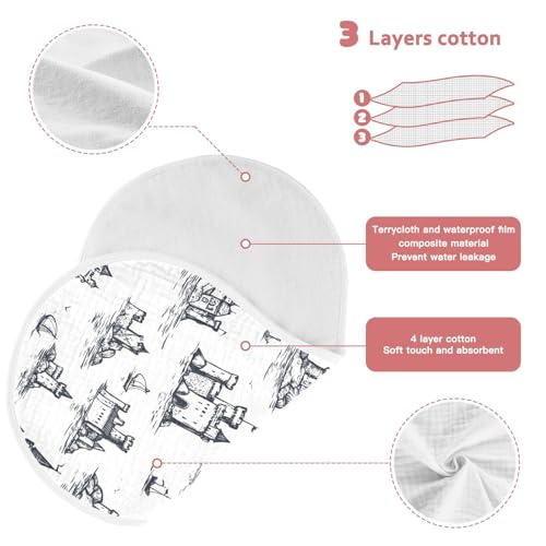 vvfelixl Hand Drawn Coast Burp Cloths for Baby Boy Girls Baby Washcloths Burp Rags 1 Pack3