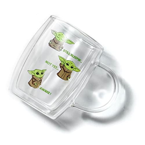 Joyjolt Awake! Grogu Coffee Mug Set Of 2 Double Wall Mug. 13.5Oz Large Espresso Cups, Cappuccino Or Latte Cup. Mandalorian Star Wars Mugs, Insulated Coffee Mug, Clear Glass Cups Coffee Cup Set #TOP3