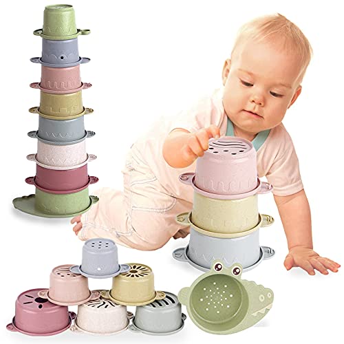 Hahaland Stapelbecher-Set 10-tlg. Für Babys – Mit Licht & Sound, Zahlen, BPA-frei, Ab 1 Jahr