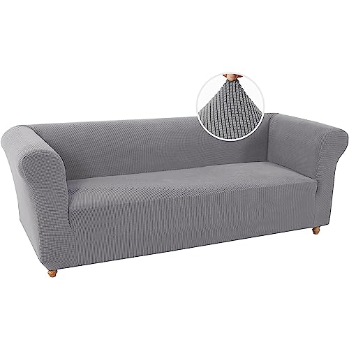 BXFUL Stretch Chesterfield Sofa Cover 1 Piece Couch Cover for Living Room Soft Non-Slip Sofa Slipcover Furniture Protector for Dogs Feature Thick Jacquard Fabric (Sofa,Light Grey)
