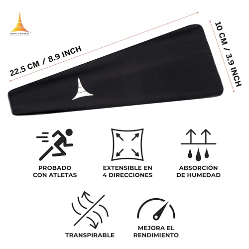 Miniatura 5 de French Fitness Revolution - Diadema Deportiva Elástica - Cinta Para Running, Ciclismo, Baloncesto, Yoga, Fitness - Diadema Absorbente Para El Sudor Durante El Entrenamiento - Fabricada En Europa