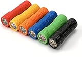 9-LED Mini Flashlight for Kids, 6 Pack Bright Small LED Flashlight Set, Bulk 6 Assorted Color Emergency Flashlight for Party, Adventure, Camping, Night Walk, Classroom Teaching, Batteries Included