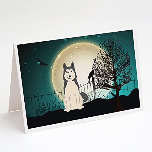 Caroline's Treasures BB2215GCA7P Halloween Scary West Siberian Laika Spitz Greeting Cards and Envelopes Pack of 8 Blank Cards with Envelopes Whimsical A7 Size 5x7 Blank Note Cards