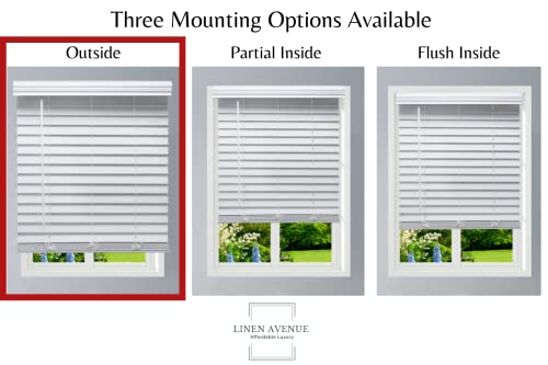 Linen Avenue Cordless Faux Wood Blind White 42 1/2 W X 48 H, Outside Mount #TOP3