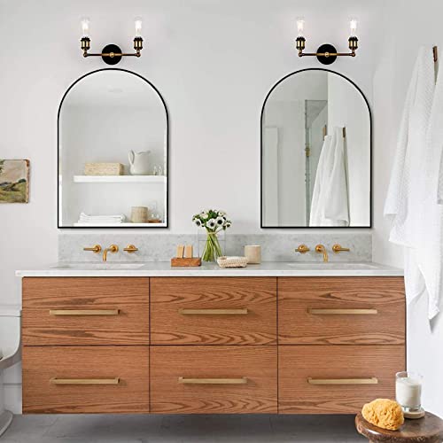 Muzilife Black Arched Wall Mirror, 24X36 Arched Bathroom Mirror Wall Mounted Mirror With Metal Frame, Vertically For Entryway, Living Room #TOP5