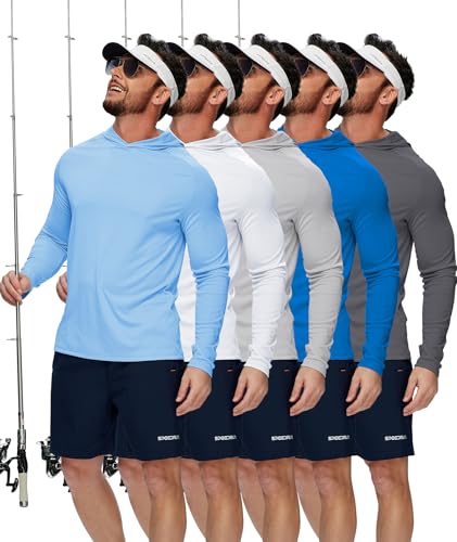 Image of Hoodies for Men UPF 50+ Sun Protection Fishing Shirts Long Sleeve Lightweight Rash Guard Shirt UV SPF Sweatshirt