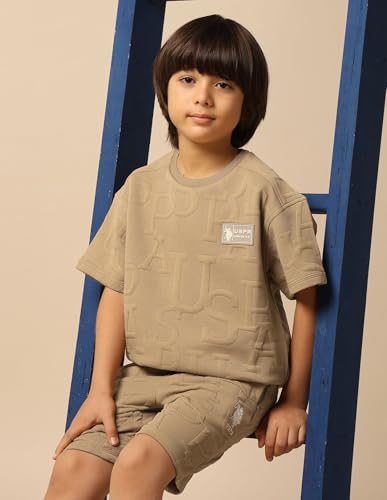 Image of Boxy fit Cotton Logo Short Sleeves Crew Neck T-Shirts