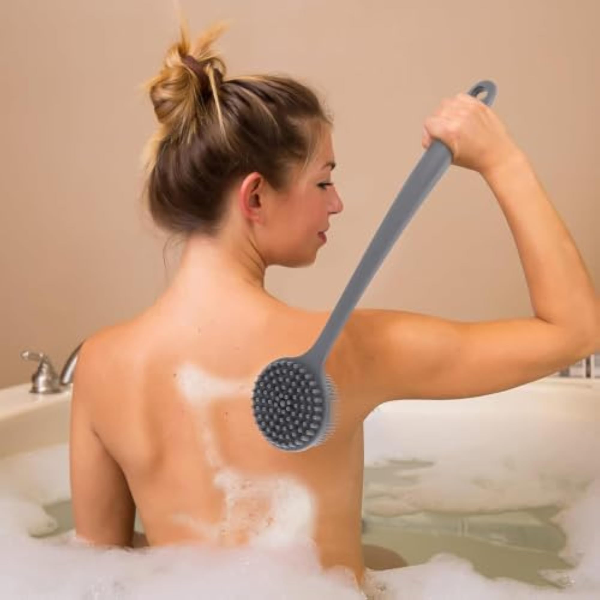 Silicone Back Scrubber Body Brush with Long Handle