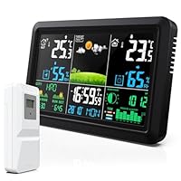 Snorthy Weather Station with Wireless Outdoor Indoor Sensor, Radio Controlled Clock, Indoor Outdoor Temperature Thermometer, Moon Phase, Weather Forecast, Barometer, Humidity Monitor for Home Garden