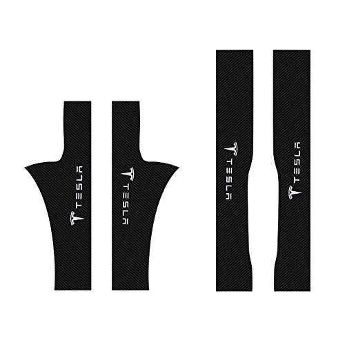 JhtadvaSuitable for Tesla model3 threshold bar Welcome pedal anti-stepping kick pad Tesla leather threshold sticker