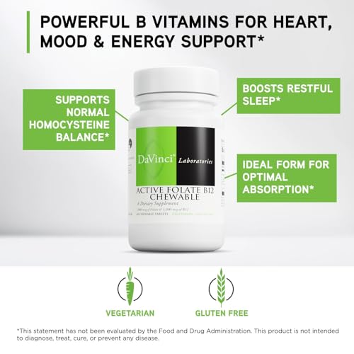 DAVINCI Labs Active Folate B12 Chewable, 60 Chewable Tablets - image 3