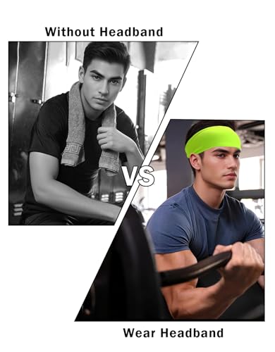 Image of Headbands for Men & Women, Sweat Headband Non-Slip Sweatband Sports Running Cycling Yoga Basketball Workout Football Training
