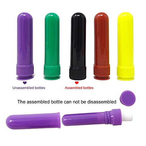 Honbay 10Pcs Plastic Blank Aromatherapy Inhaler Tubes Empty Nasal Aroma Diffuser Tubes Essential Oil Accessories With Unscented Wicks For Essential Oils (10 Color) #TOP2