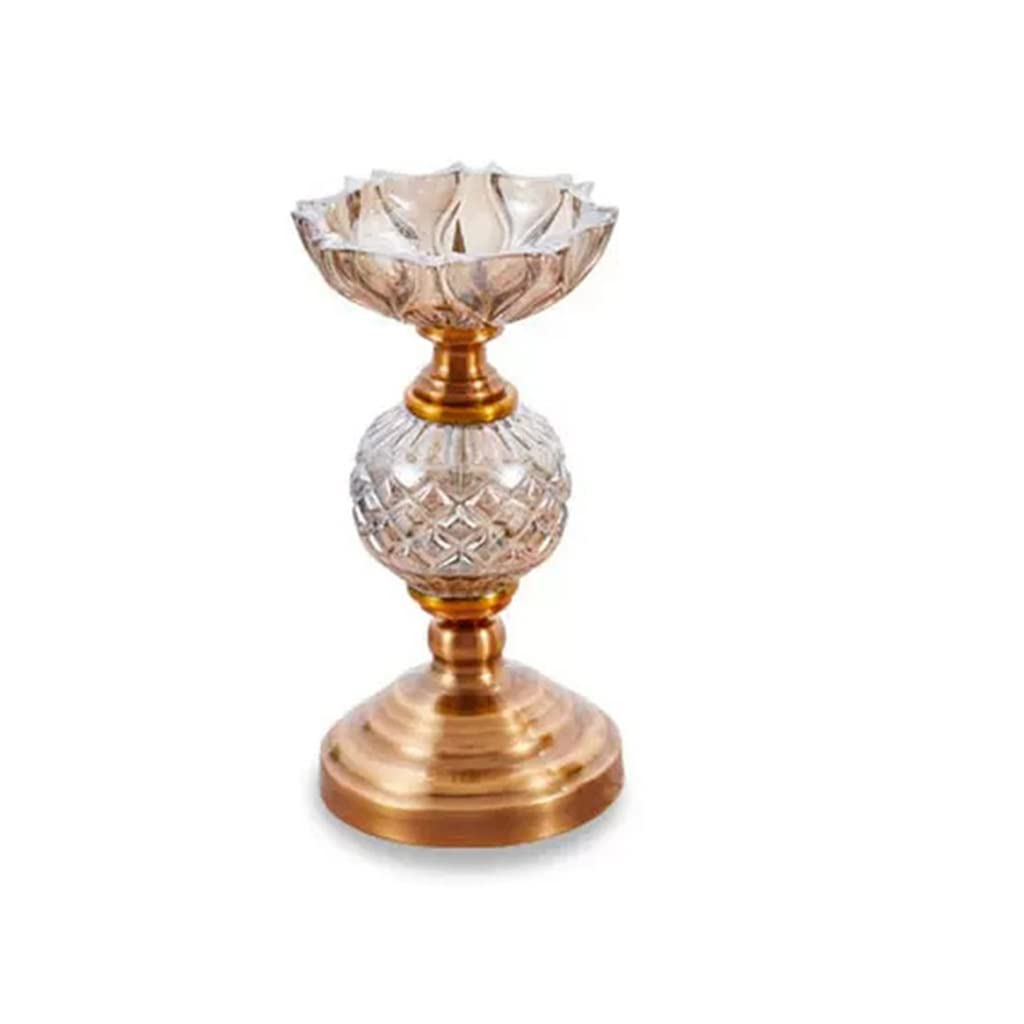 HTTGDGDH Table Candlestick European Ornaments Crystal Glass Incense Smoked Candle Table Gold Living Room Decoration,D-11 * 23cm