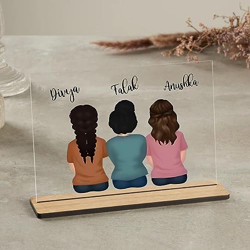 Image of Customized Acrylic Plaque For Bestie|Gift For Besties|Name Gift For Best Friend (Design 2), Transparent