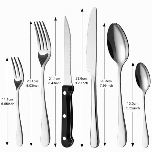 Foto von BEWOS 72-teiliges Besteck set mit Steakmesser Service für 12, Premium-Edelstahl-Bestecksets für Haus & Küche, Hochwertiges Messer-Löffel-Gabel-Besteck-Set Hochglanzpoliert, Spülmaschinenfest