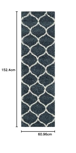 Image of Handwoven Microfibre 3D Rug for Living Room (Slate Blue & Ivory, 2 X 5 Feet (Runner), Microfibre)