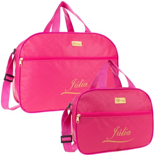 Kit 2 Bolsas Maternidade Com Nome Personalizado Modelo Luxo (Pink)