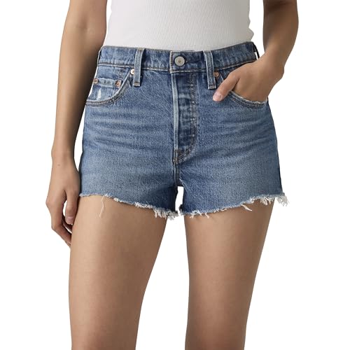Levi's 501 Original High-Rise Jean Shorts for Women, Size 26, Med Indigo - Worn In