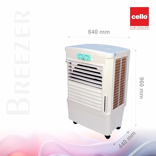 Image of CELLO Breezer 45 Litres Heavy Duty Vertical Commercial Air Cooler | High-Density Honeycomb Cooling Pads, Auto-Fill Water Technology, Powerful Air Flow | Long Life Air Cooler For Restaurants & Office