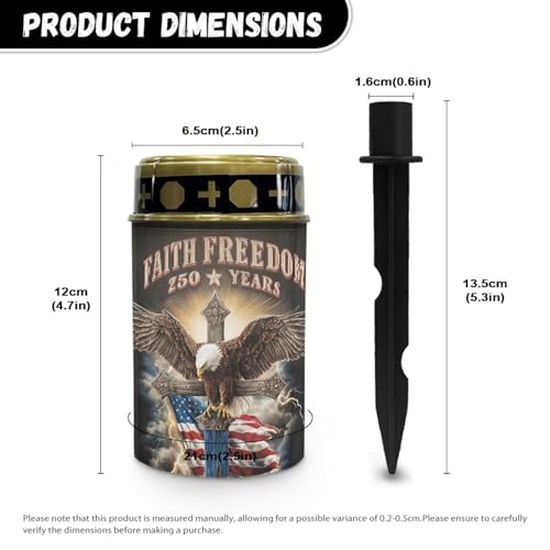 Image of Poceacles Patriotic America 250 Year Eagle Cross Print Solar Pathway Lights Outdoor Grave Solar Lights Waterproof Cemetery Flameless Candles Outdoor Grave Candle Markers Eternal Decor, 6 PCS