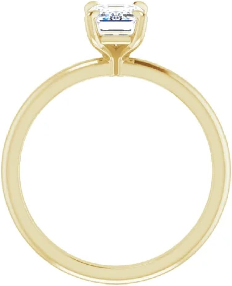 925 Silver, 10K/14K/18K Solid Gold Handmade Engagement Ring, 1 Carats Emerald Cut Moissanite Solitaire Ring, Wedding Bridal Rings for Women/Her Anniversary Propose Gifts