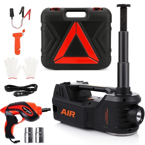 STANDTALL Electric Car Jack Kit 5 Ton 12V Hydraulic Jack Automatic Lift for Car with Impact Wrench and Tire Inflator Pump for SUV Sedan Truck Change Tires Garage Repair Road Emergency