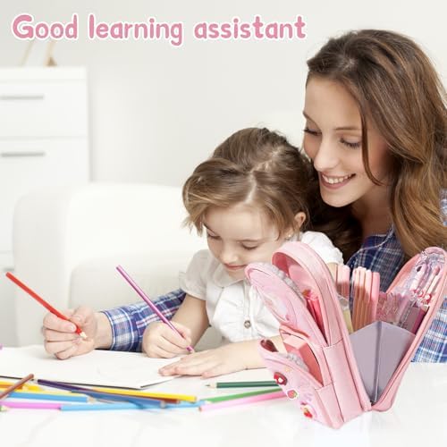 Astuccio KU Per Matite | Motivo Cartoni | 3 Scomparti | Grande Capacità | Per Scuola E Ufficio - Foto 4