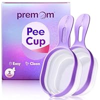 Premom Wiederverwendbarer Urinbecher: 2 x zusammenklappbarer Probenbecher Probenbehälter Auffangbecher für Urin, Füllmenge 50 ml | Einfach zu verwenden und zu reinigen