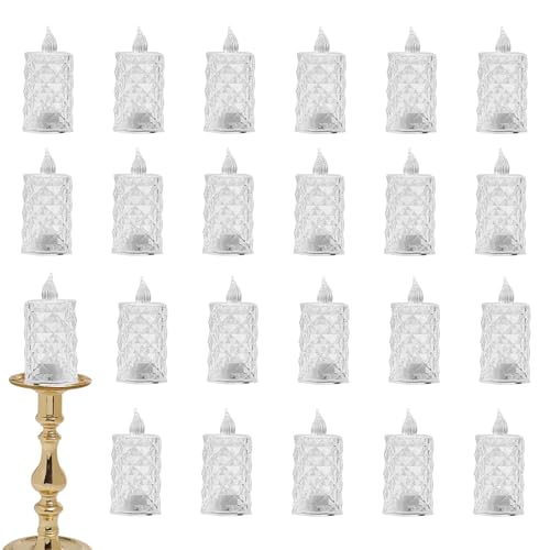 Velas LED de cristal de 24 piezas para decoración de bodas y fiestas elegantes 7