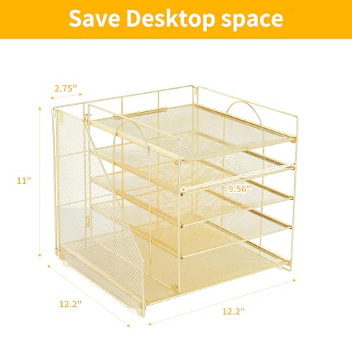 image for LEKETREE Desk Organizers and Accessories, 5-Tier Paper Letter Tray Org