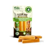 EcoKind Yak Cheese Himalayan Dog Chews, Yak Chews for Large Dogs, Long Lasting Bone for Aggressive Chewers, 3 Ingredients, Natural High Protein Treats, No Additives, Lactose Free, Large 1lb, 4-5 Chews