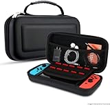 Case Capa Protetora Compatível com Nintendo Switch OLED, Estojo EVA Rígido com Alça, Compartimentos para Cartões de Jogo, Acessórios e Forro Interno Macio Antirrisco