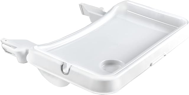 Hauck High Chair Tray Alpha Tray, 3in1 Table Set Only Compatible with Highchair Alpha+ and Beta+, Depth-Adjustble Table, Removable Tray, Elevated Edge, Cup Holder, White