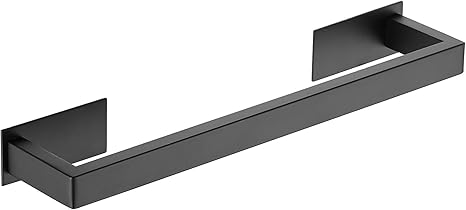 Toallero adhesivo de acero inoxidable, 38,5 cm, barra individual para baño, cocina, color negro, BA15601B-40, Beelee