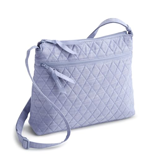 Vera Bradley Women's Premium Cotton Original Zip Hipster Crossbody Bag – Quilted Shoulder Purse – Blue Chambray