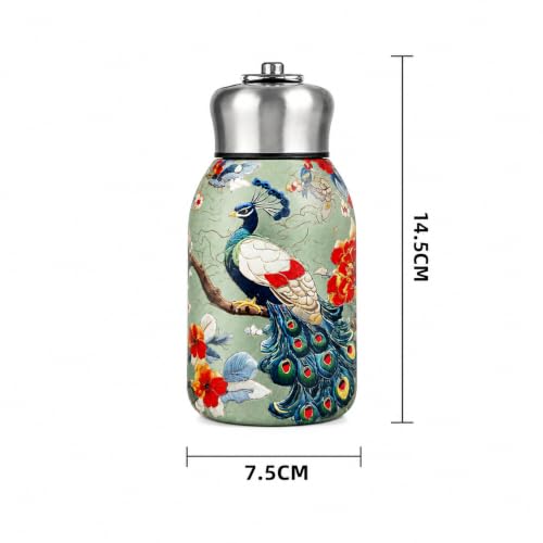 Image of 316 Stainless Steel Water Bottle, Hot & Cold water bottle, Peacock Design | 300ml