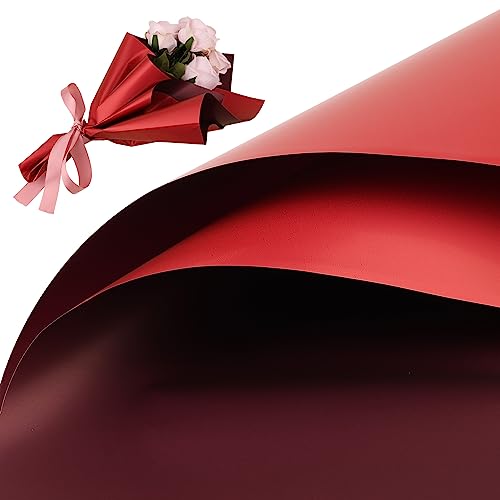 Papier d'emballage de fleurs 58x58cm bicolore rouge pour bouquet de fleurs de mariage