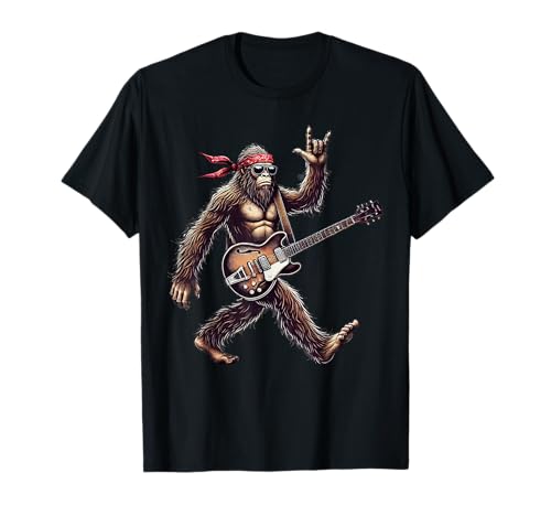 Retro Bigfoot Rock Music Men Kids Women Funny Bigfoot Rock T-Shirt