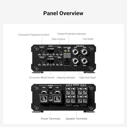 Image of Fosi Audio CA30 4 Channel Car Amplifier Mini Class D 400x4 400 Watts, Micro Compact Amp Mono Subwoofer, RCA /High Level Input, 320W 2 Bridgeds, Low Noise HiFi for Vehicle Stereo Audio Sound System