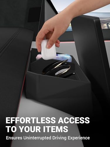 Image of Motrobe Behind Screen Storage Tray for Tesla Cybertruck Accessories 2024 2025 2026 Accessories Dashboard Hidden Storage Tray Center Console Organizer Silicone Sunglasses Holder Phone Holder
