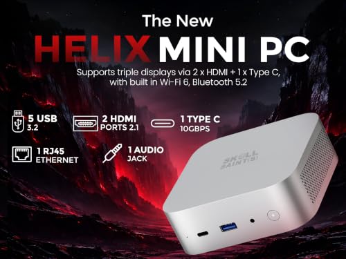 Image of SKULLSAINTS Helix Series, Onboard LPDDR5, Dual NVMe PCIe SSD, USB 3.2, USB-C 10Gbps /4K, 2.5Gbps LAN, Wi-Fi 6, BT 5.2, 4K Triple Display Mini PC (256 | GB | Ryzen 5 6600H | 12 | GB)