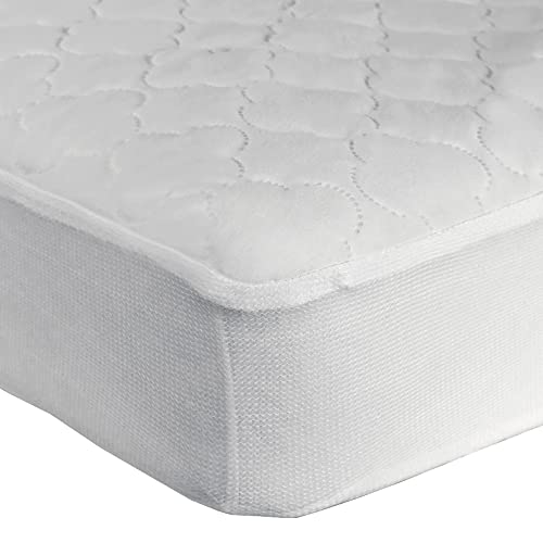 Image of Sealy Baby Stain Protect Antimicrobial Fitted Waterproof Infant Crib Mattress Protector Pad and Toddler Bed Cover, Durable and Comfortable Topper, Machine Washable & Dryer Friendly, 52 inch x 28 inch- White