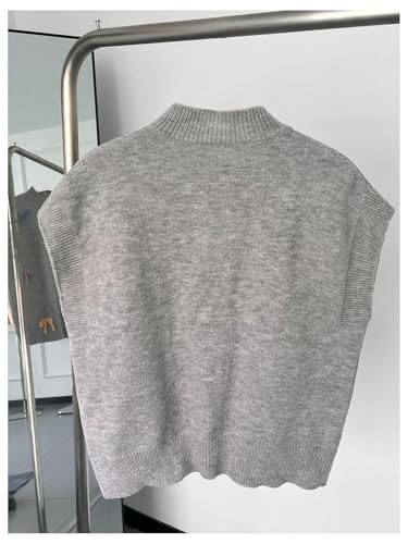 WDIRARA Women's Bow Sweater Vest Mock Neck Dolman Sleeve Pullover Knitwear4